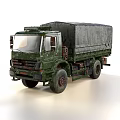 Military Camouflage Truck With Canvas Covered Cargo Bed For Army Transport