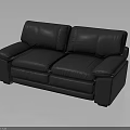People Enjoying Comfortable Dark Gray Leather Two Seater Modern Sofa In Room