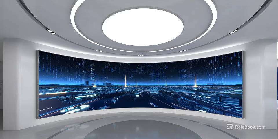 Advanced Technology Exhibition Hall With Futuristic Digital Displays And Interactive Exhibits 3d model 