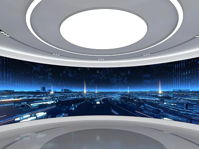 Advanced Technology Exhibition Hall With Futuristic Digital Displays And Interactive Exhibits 3d model
