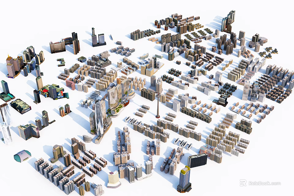 Detailed Scale Models Of Urban Building Complexes With Miniature Design Layout 3d model 