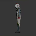 3D Rendered Humanoid Model In Green White Costume With Red Gloves And Yellow Details