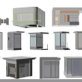 Various Small Building Kiosk Designs With Modern Styles Different Colors And Windows 3d model