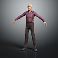 The Bald Headed Man In Plaid Shirt And Suspenders Arms Outstretched On Gray Background