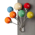 Colorful Spherical Lampshades Wall Lamp With Multiple Bright Colors And Silver Metal Bracket