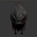 Medieval Fantasy Armored Horse With Red Saddle Silver Armor And Black Tail