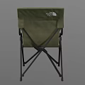 Olive Green Foldable Outdoor Chair with Black Metal Frame and Logo Design