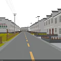 Traditional Hui Style White Rural Residential Building Exteriors Arranged Along Spacious Clean Village Road