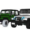 Green and White Jeep Style Off Road Cars with Rugged Exterior Details