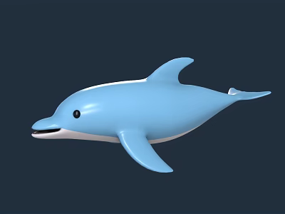 Blue Dolphin 3D Model Floating With Smooth Surface And Dark Background 3d model