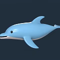 Blue Dolphin 3D Model Floating With Smooth Surface And Dark Background