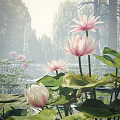 Lotus water lily scene 3d model