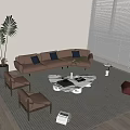 Light Luxury Multi-person Sofa Leisure Sofa Chair Coffee Table Corner Table Combination 3d model