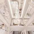 Luxury Jewelry Store Interior With Crystal Chandelier Marble Walls And Mirrors