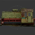 Vintage Rusted Train Model With Green and Red Paint And Old Style Details