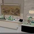 Modern Luxury Sales Office Interior Design With Decorative Ornaments Green Plants And Landscape Paintings