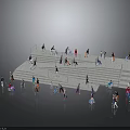 Urban Outdoor Stepped Platform With People Sitting Standing And Gathering