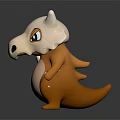 Game and Movie Character With Pink Head White Skull Helmet Orange Body Holding Bone Standing