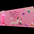 Romantic 520 Display With Heart Shaped Red Lips Perfume LOVE Letters And Roses