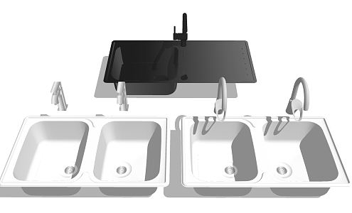 Modern dish washing basin kitchen countertop 3d model