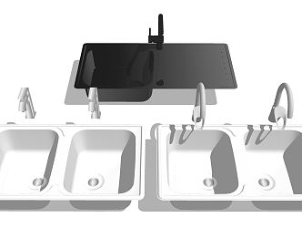 Modern dish washing basin kitchen countertop 3d model