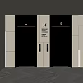 Modern Hotel Elevator Lobby Design With 3F Signage Metallic Doors And Warm Lighting 3d model