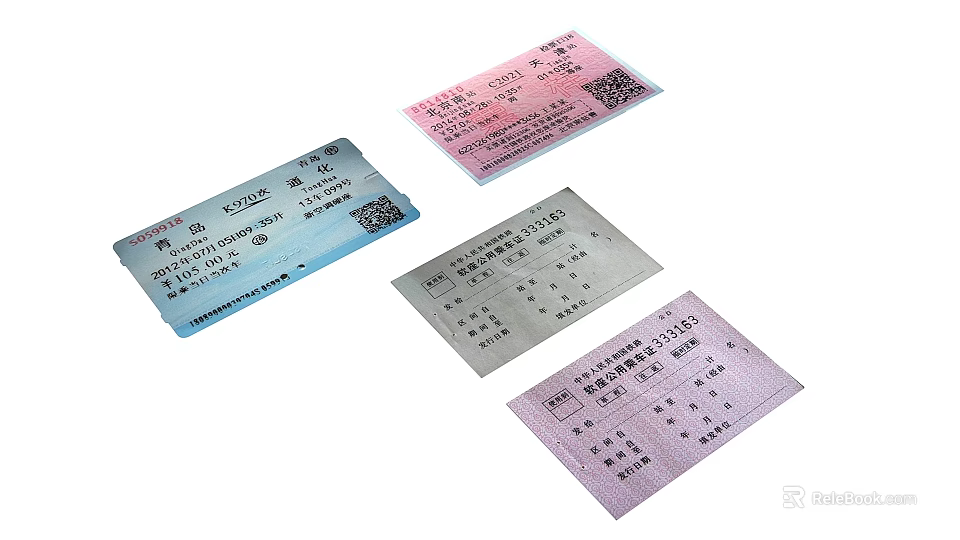 Colored Event Tickets With Various Colors Printed Text And QR Codes 3d model 