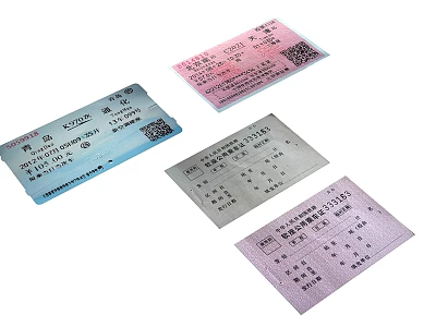 Colored Event Tickets With Various Colors Printed Text And QR Codes 3d model