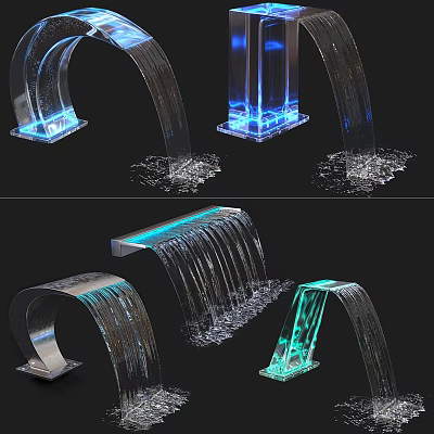 Modern Faucet Designs With Flowing Water Streams And Colorful LED Illumination 3d model