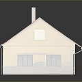 Residential House with Red Tiled Roof Yellow and Gray Exterior Walls and Chimney Design