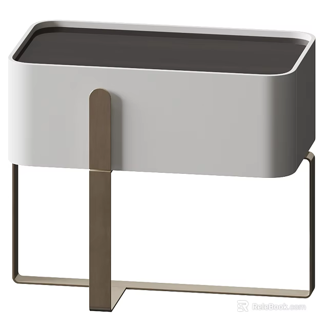 Modern Minimalist Dressing Table With White Cabinet Dark Top Metal Legs And Sleek Design 3d model 