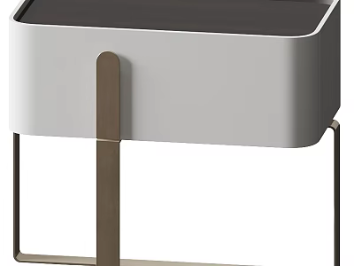 Modern Minimalist Dressing Table With White Cabinet Dark Top Metal Legs And Sleek Design 3d model