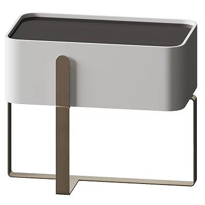 Modern Minimalist Dressing Table With White Cabinet Dark Top Metal Legs And Sleek Design 3d model