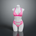 Pink Women's Lingerie Set With Lace Bra And Underwear On Mannequin