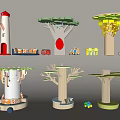 Modern Column Special-shaped Column Interior Decoration Column Library Reading Room Beard Creative Landscape Modeling Column Children's Space Decoration Column Lighthouse Car Modeling Column 3d model