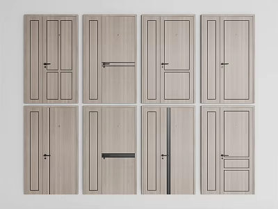Wooden Double Door Design With Various Styles For Interior Home Decoration 3d model
