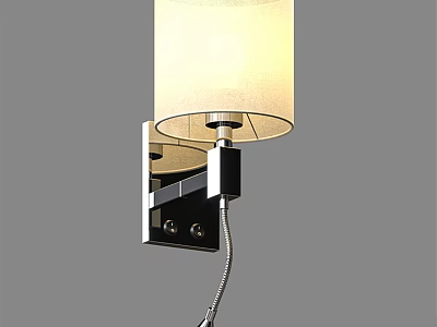 Modern Wall Mounted Lamp With White Fabric Shade And Metal Body Contemporary Design 3d model