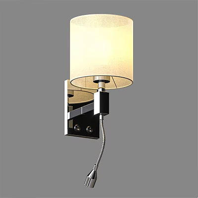 Modern Wall Mounted Lamp With White Fabric Shade And Metal Body Contemporary Design 3d model