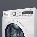 White Front Loading Washing Machine With Modern Control Panel And Clear Drum 3d model