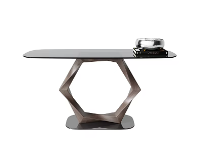 Modern Side Table With Geometric Metal Base And Sleek Glass Top Design 3d model