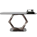 Modern Side Table With Geometric Metal Base And Sleek Glass Top Design
