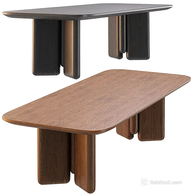 Elegant Modern Wooden Office Desk With Unique Legs And Smooth Tabletop Design 3d model 