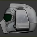 Silver Metallic Sci Fi Helmet Design With Green Visor And Ventilation Grills