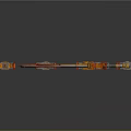 Floating Orange Red Gradient Sword With Four Arranged Blades Below