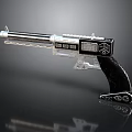 Futuristic Sci Fi Gun Design With Metallic Silver Barrel Black Grip And Control Panel