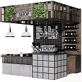 Contemporary Coffee Shop Bar With Hanging Green Plants Menu Board And Espresso Machine