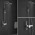 Modern Wall Mounted Shower System With Handheld Shower And Water Flow In Bathroom Interior 3d model