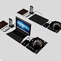Modern Laptop Setup With Electronic Devices And Wireless Charging Accessories 3d model