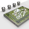 Professional Commercial Equipment for Urban City Model with High Rise Buildings and Green Roof