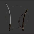 Traditional Scimitar Weapon Pair With Curved Blades And Brown Leather Sheaths